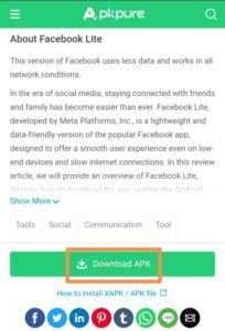 how to download Facebook Lite without Play Store