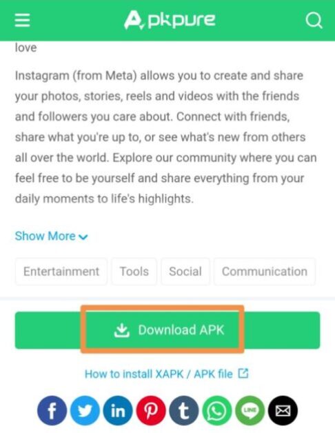 how to download Instagram without Play Store